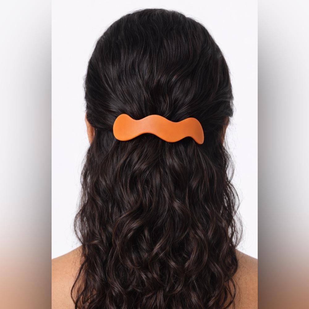 CHUNKS Orange Wavy Hair Barrette Statement Clip NWT